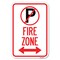 Signmission Fire Zone No Parking Symbol and Arrow P Heavy-Gauge Aluminum Sign, 12" x 18", A-1218-23975 A-1218-23975 - alternate 1